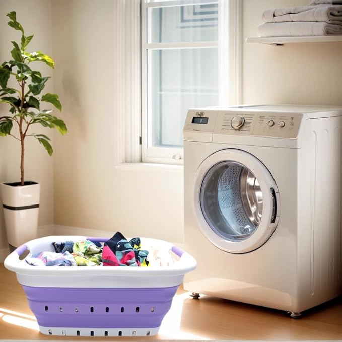 SAMMART 41L Collapsible 3 Handled Plastic Laundry Basket
