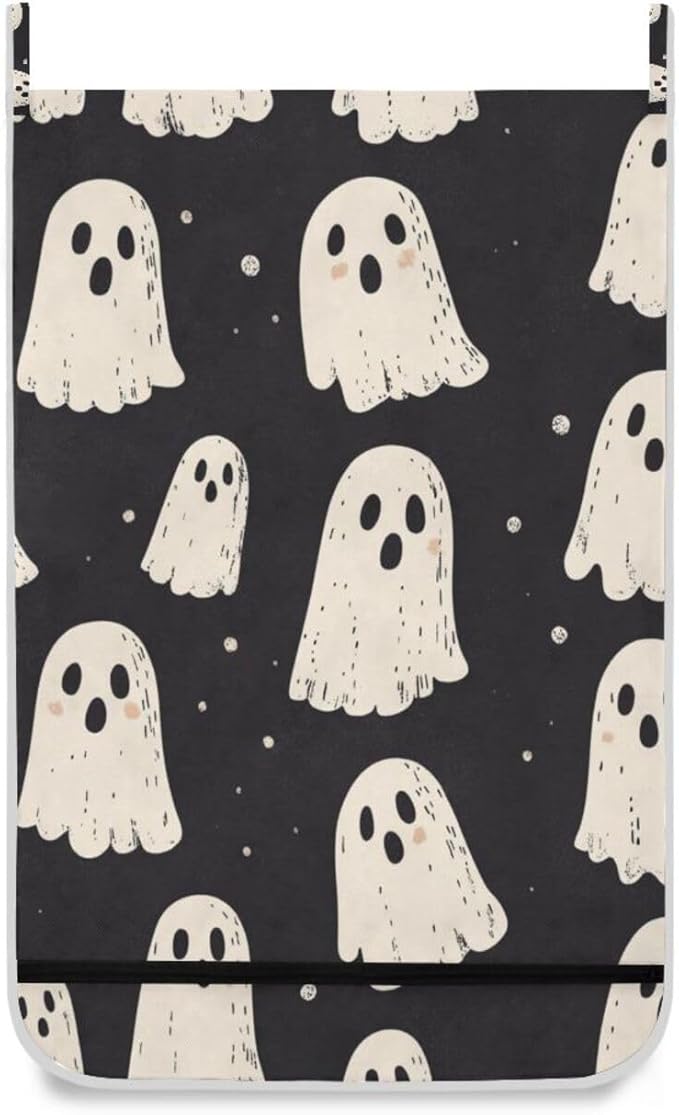 Cute Halloween Ghost Black Hanging Laundry Hamper Door Hampers Bag Basket