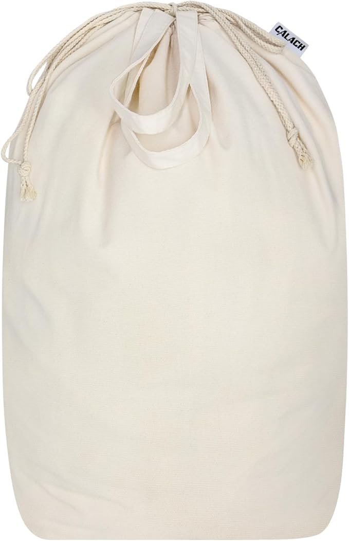 Canvas Laundry Bags with Handles & Square Base 13.8"Lx13.8"Wx27.6"H, Large