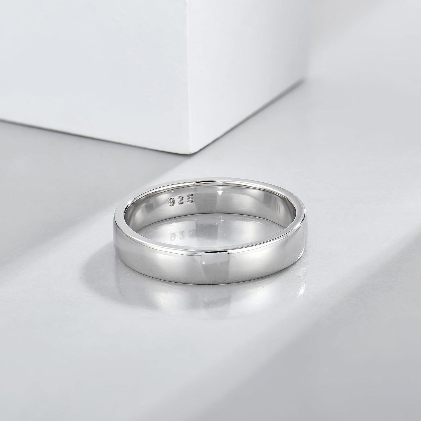 STARCHENIE Solid 925 Sterling Silver 4mm Wedding Band Ring, Comfort Fit High Polish, for Men and Women (Size 12)