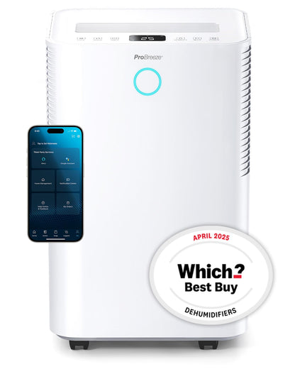 Pro Breeze® 20L OmniDry WiFi Dehumidifier with Automatic Humidity Sensor & Display, 24Hr Timer, Laundry Drying, Continuous Drainage with Smart App - WINNER OF THE WHICH? BEST BUY AWARD
