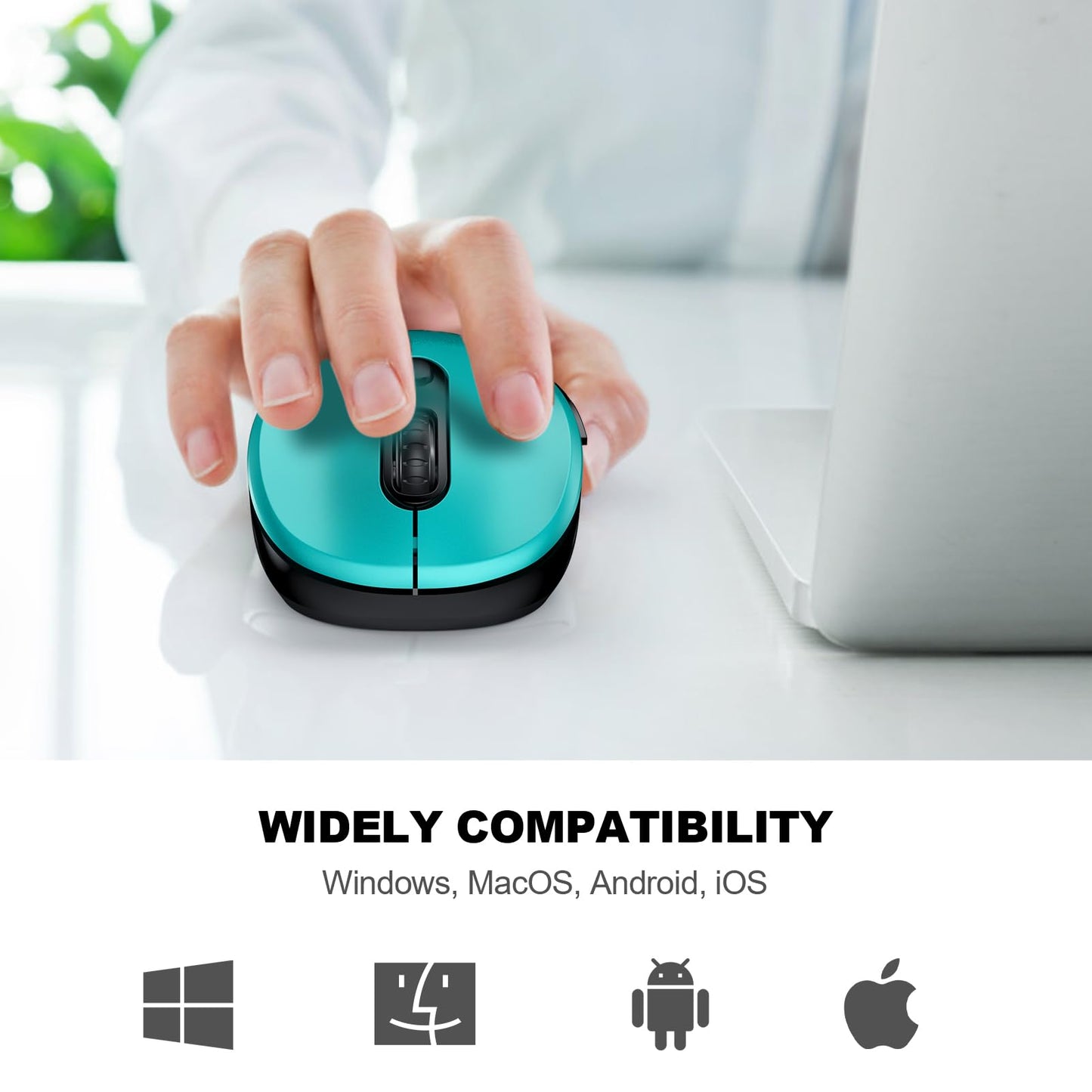 WisFox 2.4G Wireless Mouse for Laptop, Ergonomic Computer Mouse with USB Receiver and 3 Adjustable Levels, 6 Button Wireless Mice for Windows Mac PC Notebook (Grey)