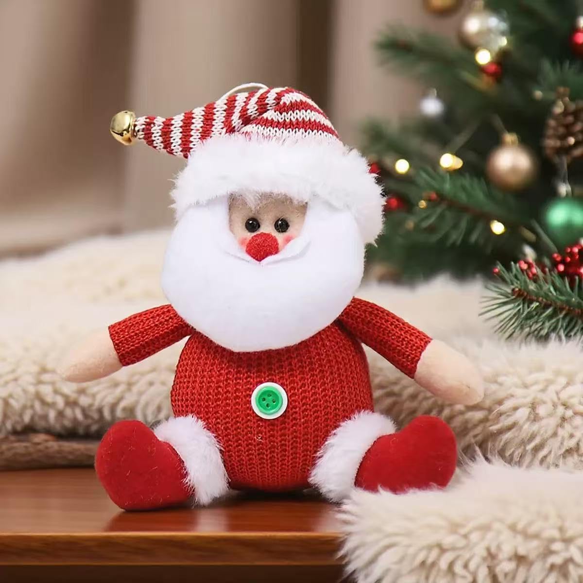 3PCS Christmas Tree Ornaments, Plush Santa Snowman Reindeer Decorations,Hanging Xmas Ornaments Holiday Party Decor