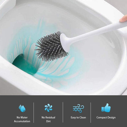 MEKEET Silicone Toilet Brush and Holder,Bathroom Toilet Brush Holder Set,Silicone Toilet Cleaning Brush Kit with Soft Bristle Brush (Flooring)