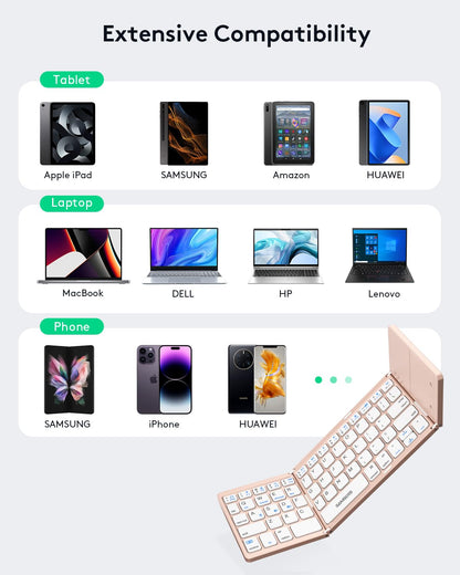 Samsers Foldable Bluetooth Keyboard with Touchpad - Portable Wireless Keyboard with Holder, Rechargeable Full Size Ultra Slim Pocket Folding Keyboards for Android Windows iOS Tablet & Laptop - Black