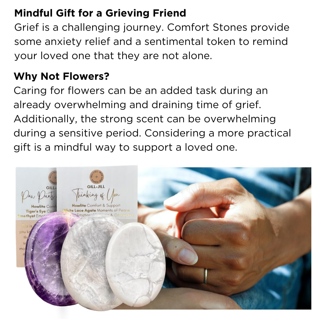Thinking of You Comfort Worry Stones – Sympathy & Bereavement Gifts for Loss of Loved One, Memorial Grief Gift for Adults & Children, Remembrance Healing Crystals, in Loving Memory Condolence Gift