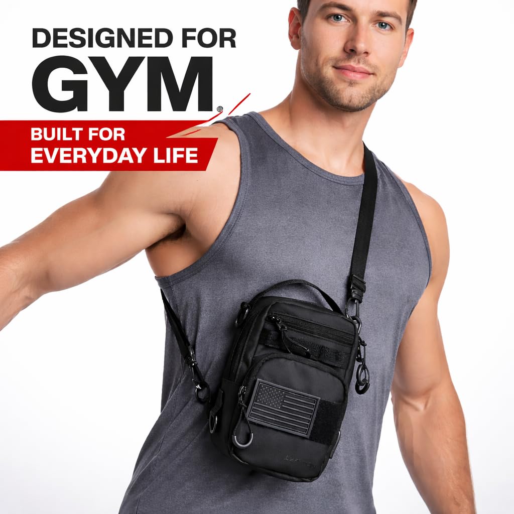 LEPHYON Magnetic Gym Bag, Small Gym Bag for Men & Women, Crossbody Sling Bags with Strong Magnets, USB Charging Port, Multi-Carry Design, Perfect for Travel Workout Sports, Best Gift for Fitness Lover
