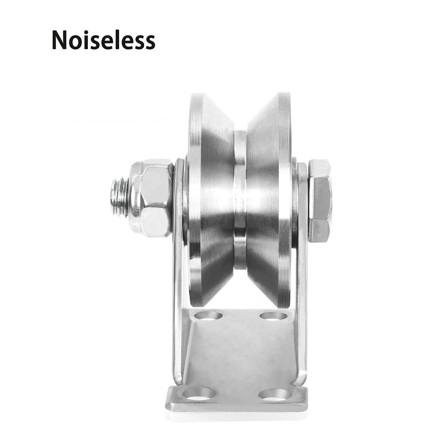 CertBuy 2 Pack 2 Inch V Groove Wheel Pulley, 304 Stainless Steel Silent Pulley Block, Heavy Duty Caster Wheels Sliding Gate Rollers Pressure Bearing Pulley, Loading 880lb for Handling and Moving