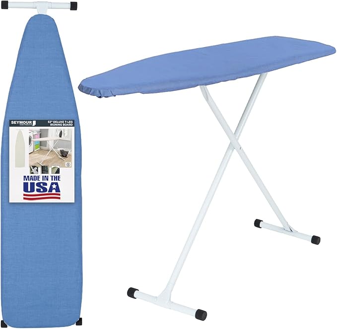Full Size Ironing Board with Cover & Pad – USA-Made with Enhanced Grip Feet
