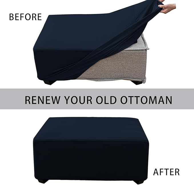 Super Stretch 40x40x15 inch Square Ottoman Cover- Soft Form Fit Ottoman Cover