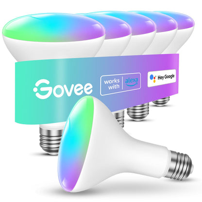 Govee Smart Light Bulbs, 1200 Lumens Dimmable BR30 Bulbs, RGBWW Color Changing Light Bulb, Flood Light Bulbs Work with Alexa, Google Assistant, WiFi & Bluetooth LED Bulbs, Music Sync, 2 Pack