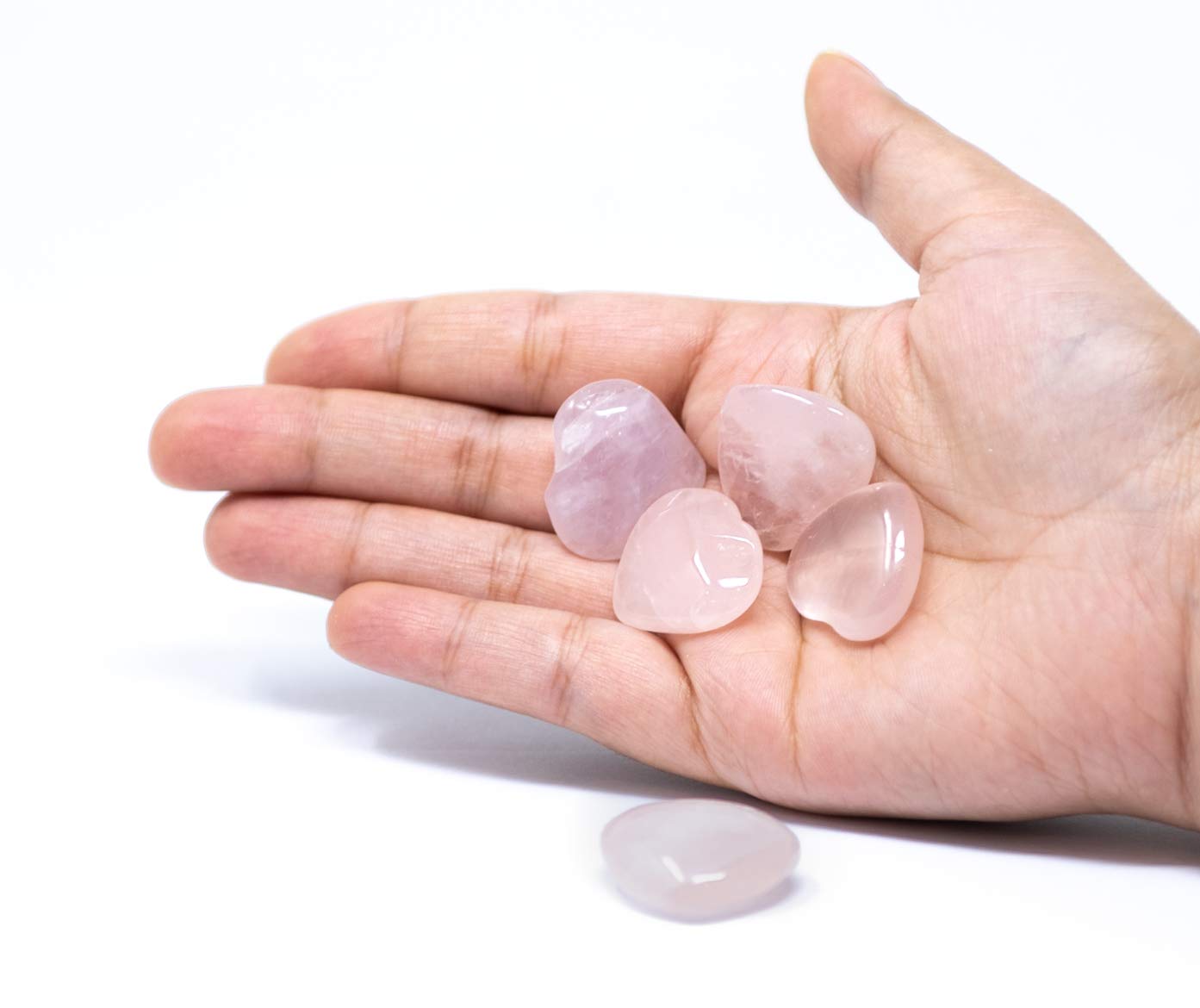 Wonder Care-Healing Crystal Pocket Heart Natural Rose Quartz Love Puff Heart Carved Shape Palm Worry Stone Reiki Chakra Balancing | Gift for Christmas, New Year, Valentine’s (14-18mm)-Pack of 25