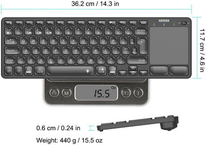 Arteck Universal Backlit 7-Colors Bluetooth Touch TV Keyboard with Easy Media Control and Build-in Touchpad for TV-Connected Computer, Smart TV, Desktop, Laptop, iPad, Surface, Tablet, HTPC