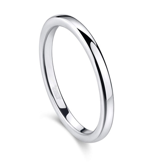 Greenpod 2mm Tungsten Carbide Rings for Women High Polished Thin Plain Domed Engagement Wedding Band Size 5
