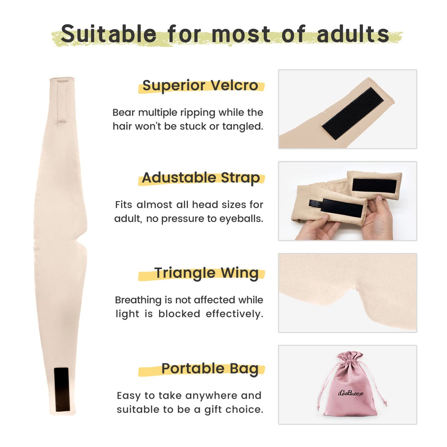 100% Handmade Bamboo Sleeping Eye Mask for Women for Men,Night Masks,Organic Sleep Mask,Blockout Eye Mask for Sleeping,Large Size Adjustable (Navy Blue)