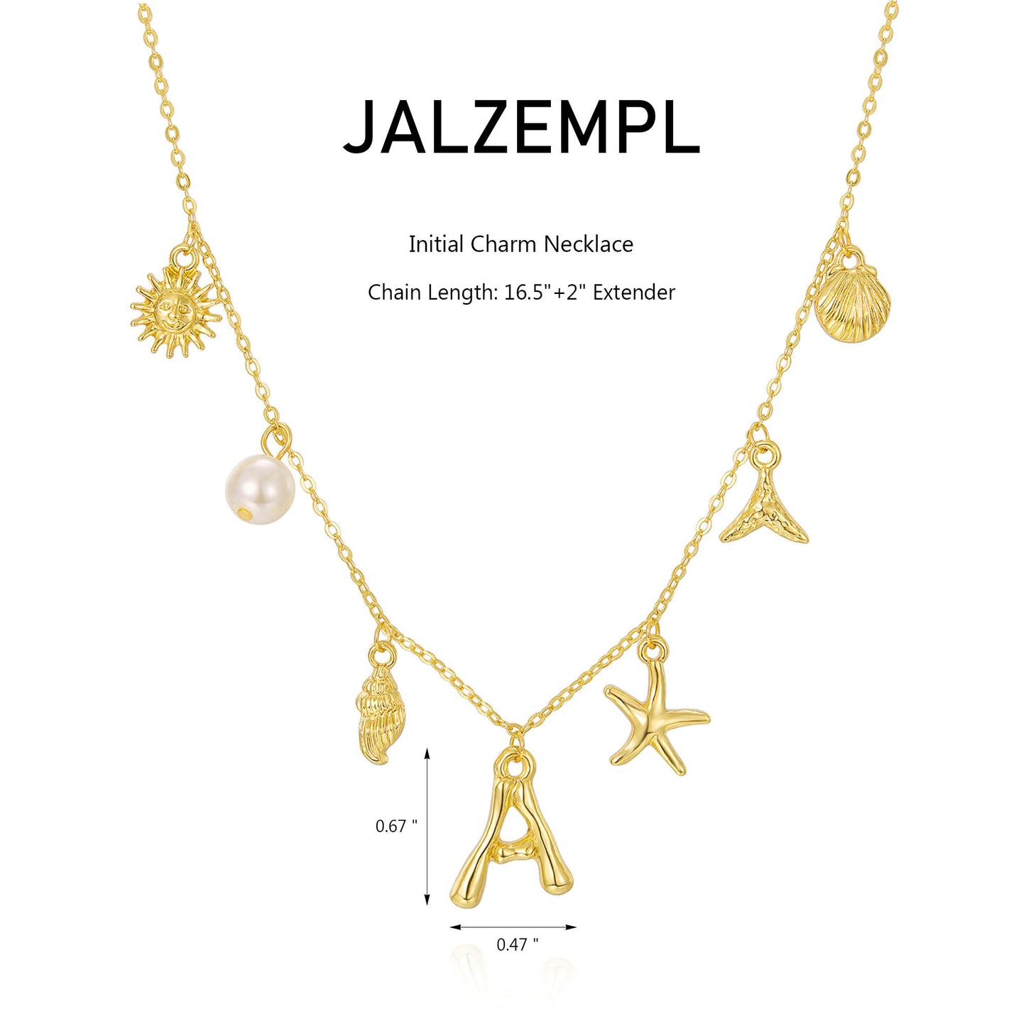 JALZEMPL Initial Charm Necklace For Women Shell Seashell Summer Beach Letter 14K Gold Plated Pendant Starfish Surfer Boho Jewelry Gifts (K)