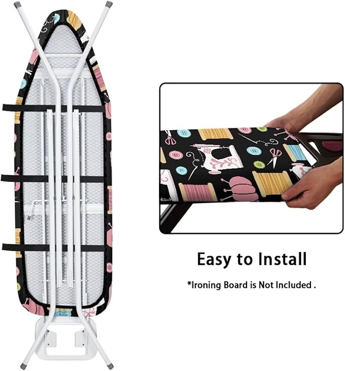 Sewing Machine Patterns Ironing Board Cover Premium Polyester, Fits Full Size