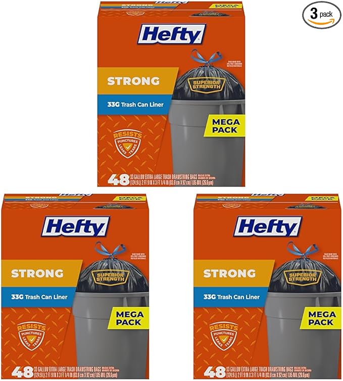 Hefty Strong Extra Large Trash Bags, 33 Gallon