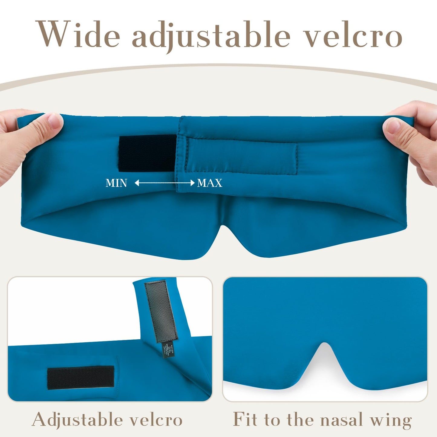 100% Mulberry Silk Sleep Mask Eye Mask for Women Man with Adjustable Band, for Side Sleeper Blackout Sleep Mask for Travel Rest and Office Large Size (Taupe)