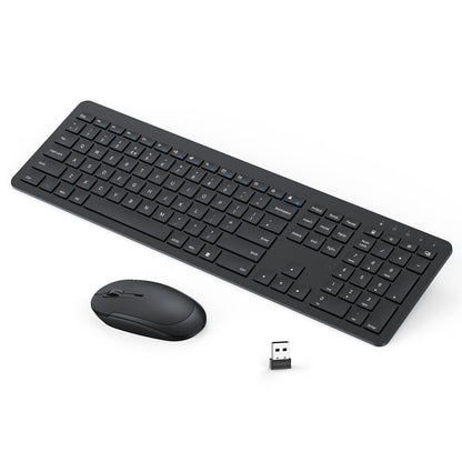 seenda Rechargeable Wireless Keyboard and Mouse, SK38-3 Ultra Slim Quiet USB Keyboard and Mouse Set for Windows Laptop PC, Full-Size QWERTY UK Layout, Black