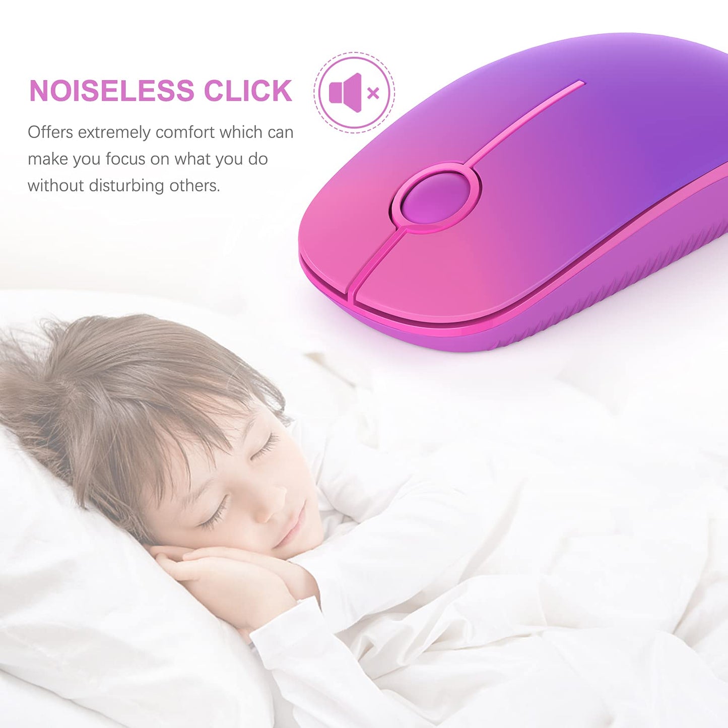 VssoPlor Wireless Mouse, 2.4G Slim Portable Computer Laptop Mouse with Nano Receiver Quiet Silent Optical Mice for Notebook, PC, Laptop, Computer-Black and Gold