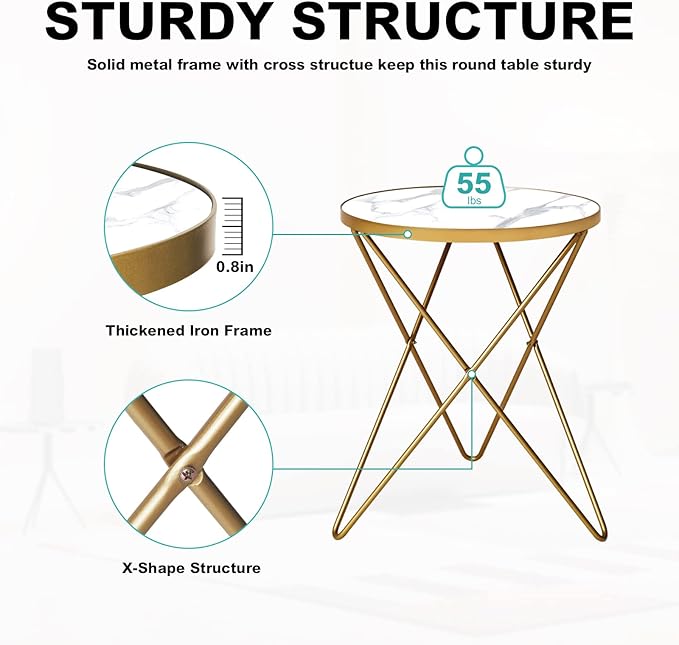 HLR Modern Round Side Table Set of 2, End Table