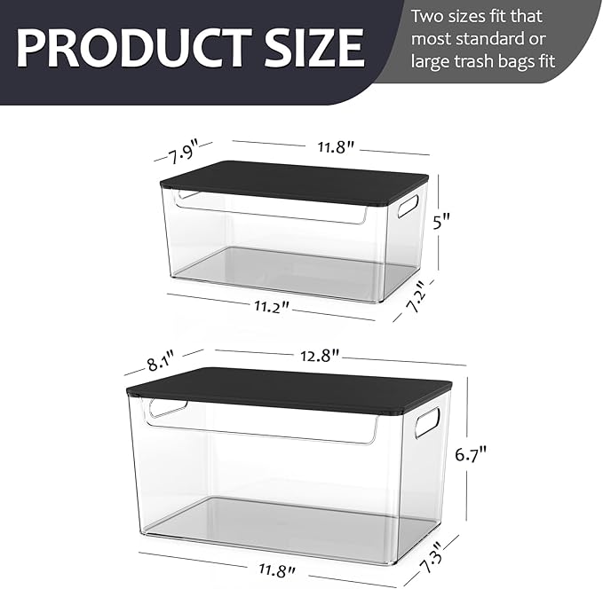 2 Pack Trash Bag Holder Under Sink Stackable, Plastic Garbage Bag Dispenser