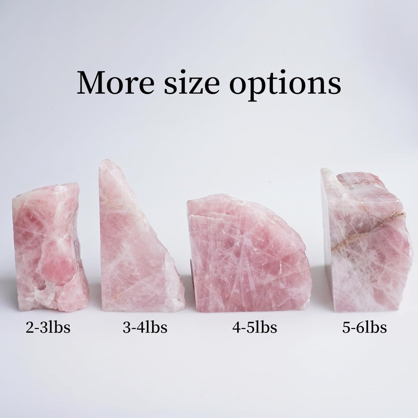 Sisamn Heavy Duty Rose Quartz Bookends - Decorative Stone Book Ends 3-4 Lbs, for Office Home Decor, Large Book Holder Gift (1 Pair, 4-6.5" Height with Non-Slip Bumpers)