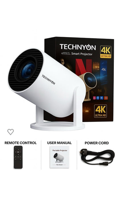 Technyon HY300 PRO+ 2025 | 1080P Full HD WiFi Projector with Android 11.0 – 12000 Lumens Portable Home Theater & Outdoor Movie Projector | Screen Mirroring for iOS/Android | Gaming & HDMI Compatible