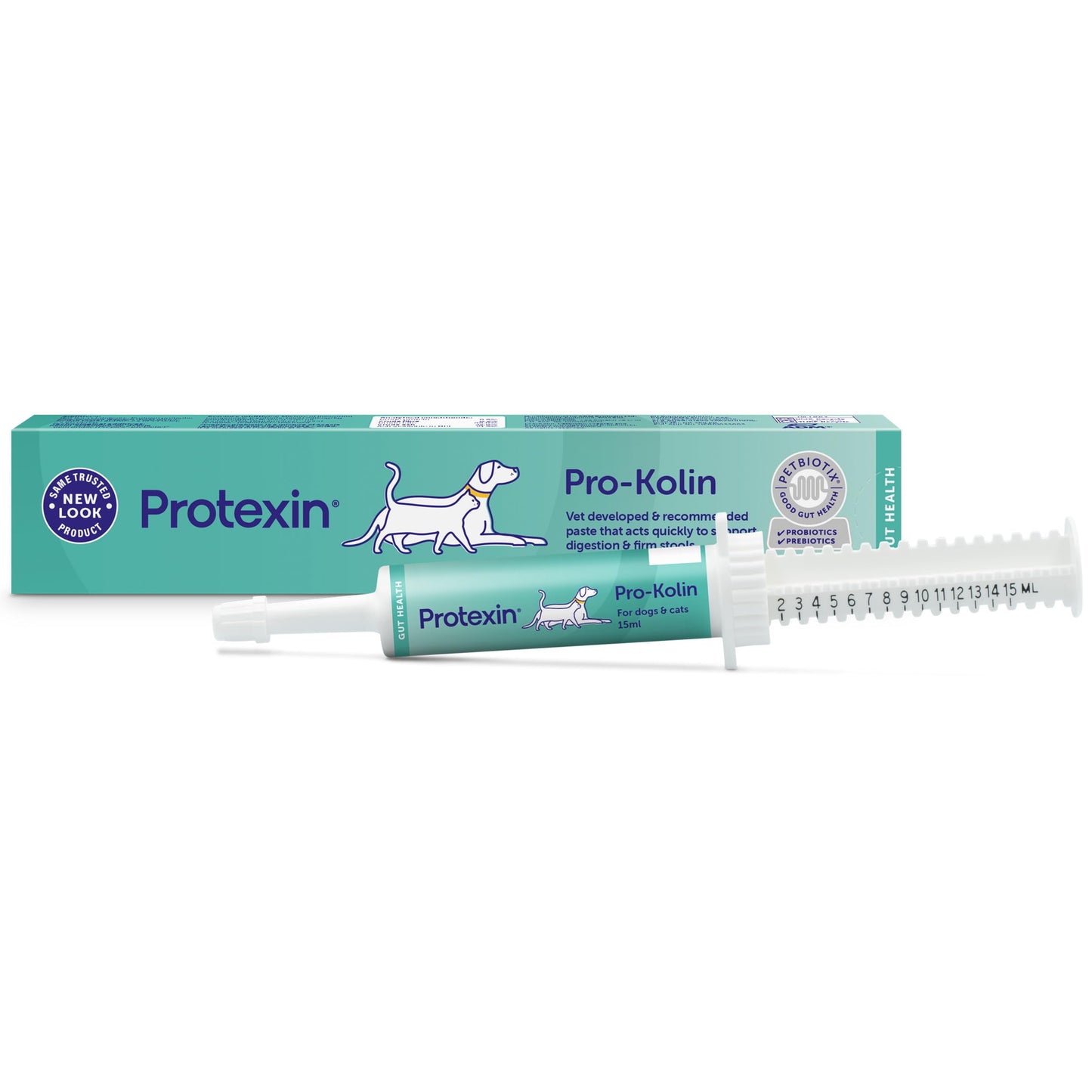 Protexin Pro-Kolin Digestive Support Paste for Cats & Dogs to Firm Poop, 15ml Syringe, Beef Flavour