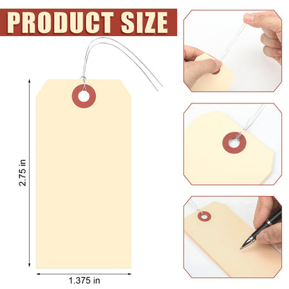 Sayglossy 1000 Pcs Blank Manila Shipping Tags with Wire 2 3/4" x 1 3/8" Yellow Paper Hang Luggage Price Asset Gift Label Tags