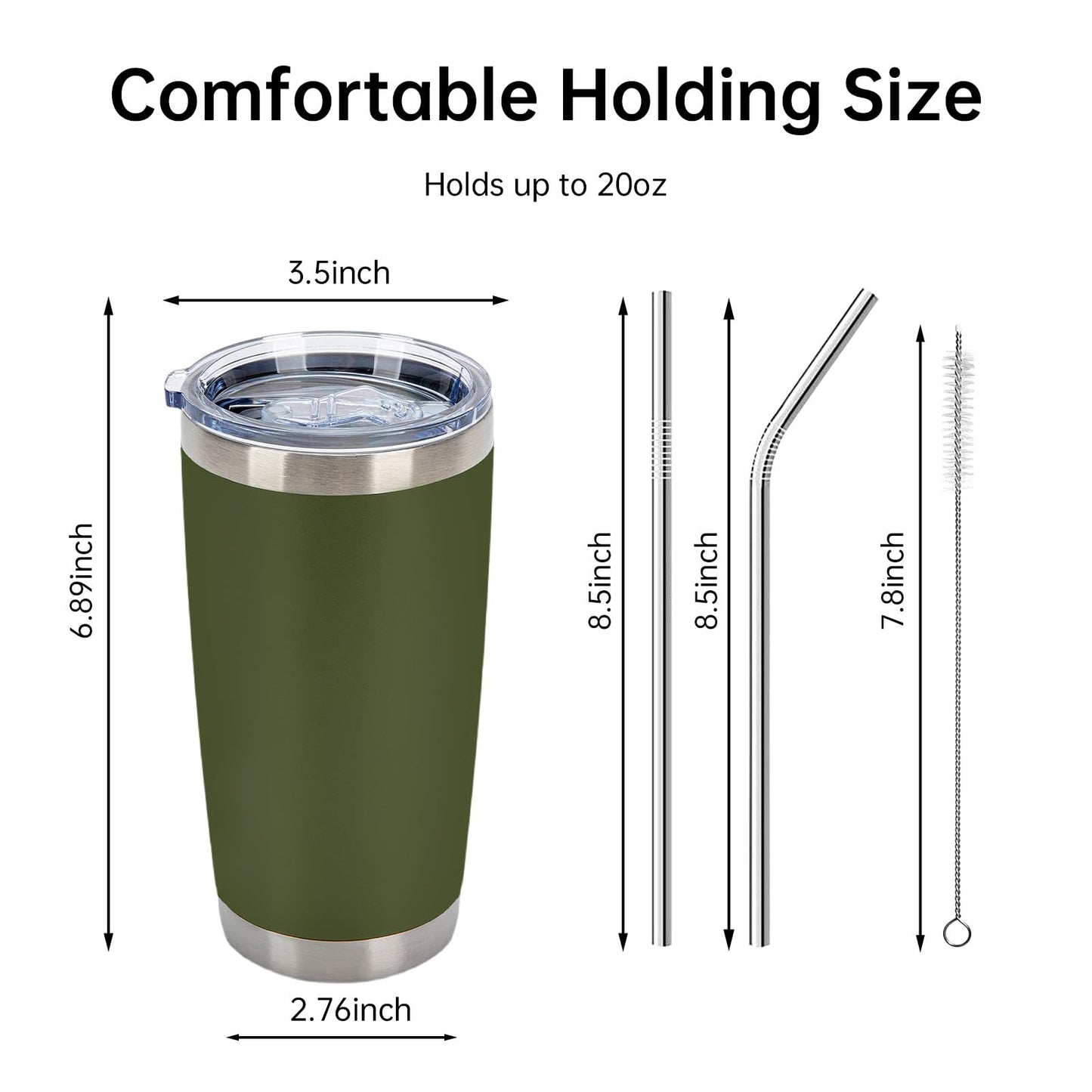 IEOVIEE 32 Pack, 20oz Stainless Steel Bulk Tumblers with Lids and Straws, Double Wall Insulated Travel Coffee Mug, Durable Powder Coated Tumbler Bulk Cup for Cold and Hot Drinks(Army Green)
