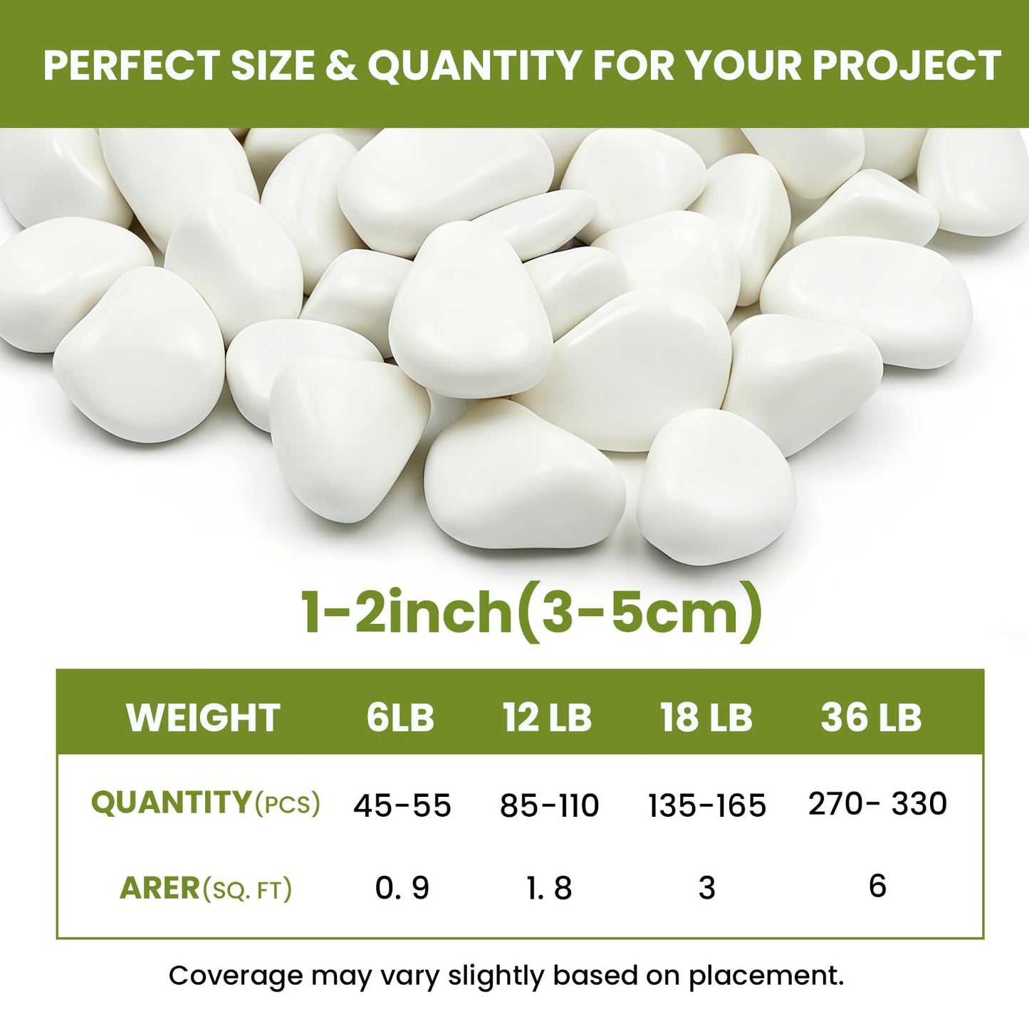 1-2 Inch White River Rocks, 6LB Polished Natural Decorative Pebbles for Indoor Plants, Planters, Vase Fillers, Fish Tank Rocks, Aquarium Decor, Garden Landscaping & Outdoor DIY
