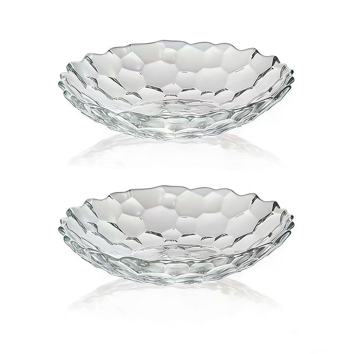 Coafiy 2 Pack Glass Fruit Bowl, Fruit Basket Holder, Crystal Fruit Bowl, Dessert Plate,Decorative Pedestal Bowl,for Table Décor for Home,Office, Wedding Decor, Fruit, Snack, Dessert (Large,Clear)