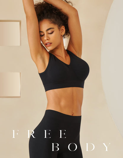 SIMIYA Super Comfort Bra, Womens Sports Bras Removable Pads Plus Size Sleep Bras for Girls in Yoga Bralette Leisure Stretch Crop Tops Vest (XL, 2 Pack Black+White)