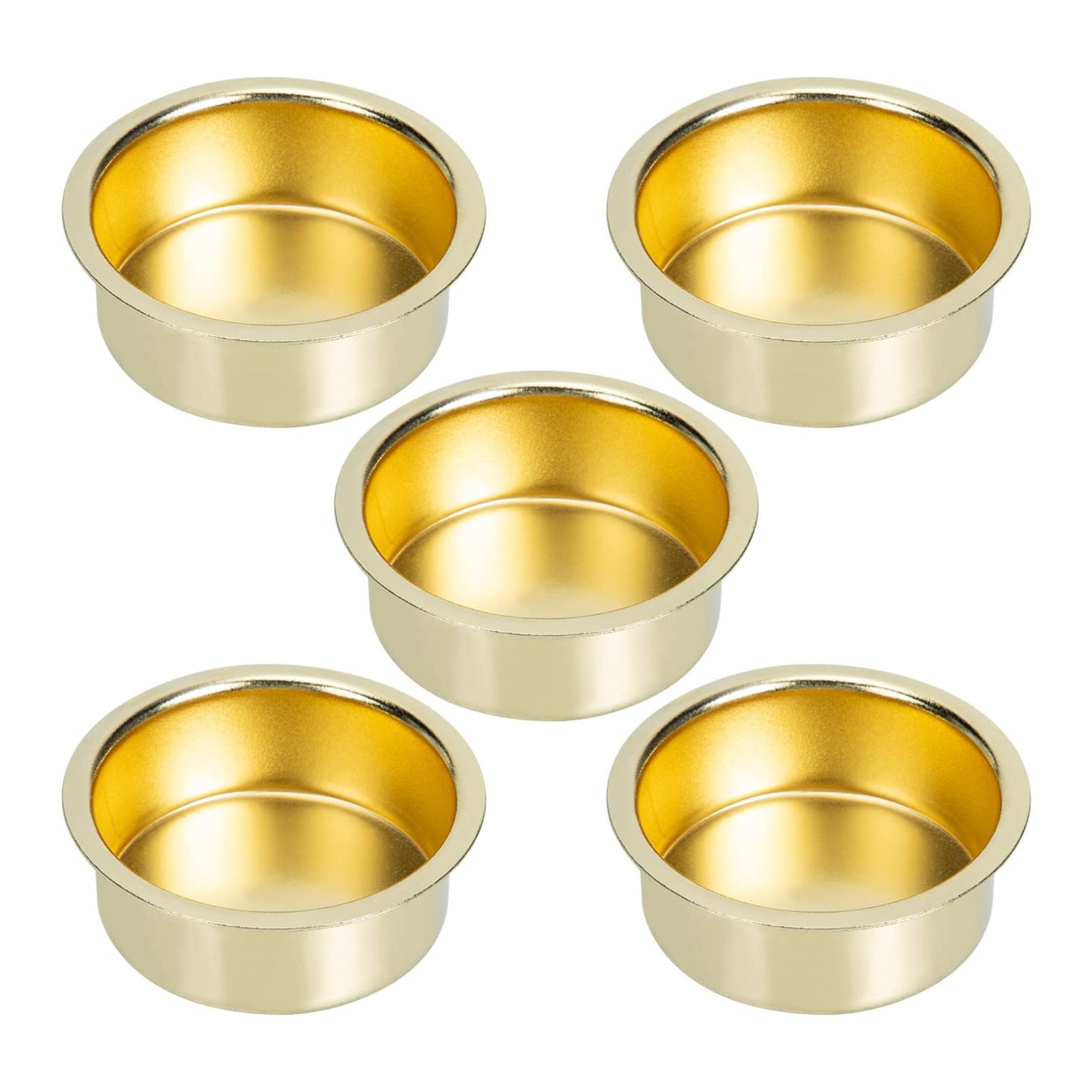 Uonlytech Wedding Table Decor 5pcs Tea Light Tins Cups, Golden Metal Tea Light Candle Holder Empty Scented Candle Cup DIY Candle Holders for Party Wedding Table Decoration Tapered Candlestick Holders