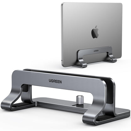 UGREEN Vertical Laptop Stand Holder for Desk Compatible with MacBook Pro, MacBook Air Stand Vertical Aluminum Adjustable for Up to 17.3 Inch Gaming Laptop, Gray