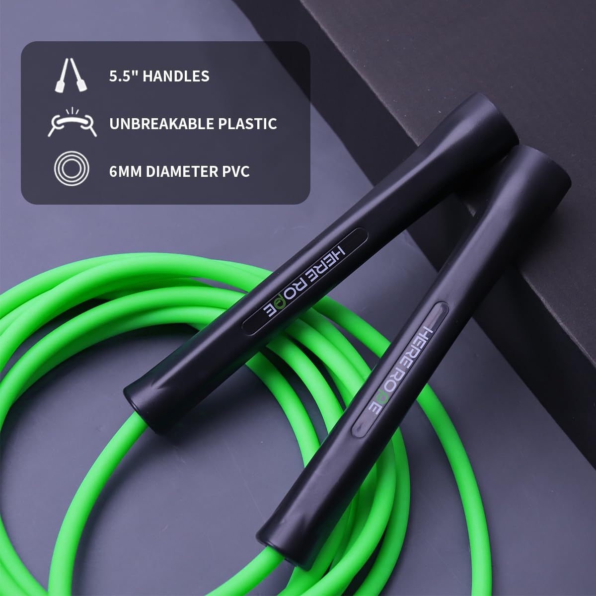 Hererope 6MM PVC Jump Rope for Men & Women Fitness, Speed, Tricks, Cardio Training, Boxing Jump Rope with Unbreakable Handles and Non-Kinking Skipping Rope, Adjustable Jumprope for Indoor Outdoor