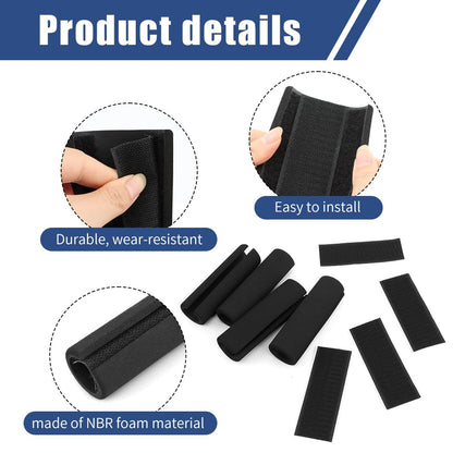 4 Pcs Universal Foam Handle Cover with Hook and Loop Straps,4.25 Inch Soft Buffer Tube Cover Pad Handle Covers for Fitness Home Lawn Bicycle Motorbike Handlebar Replacement(Color:Black)