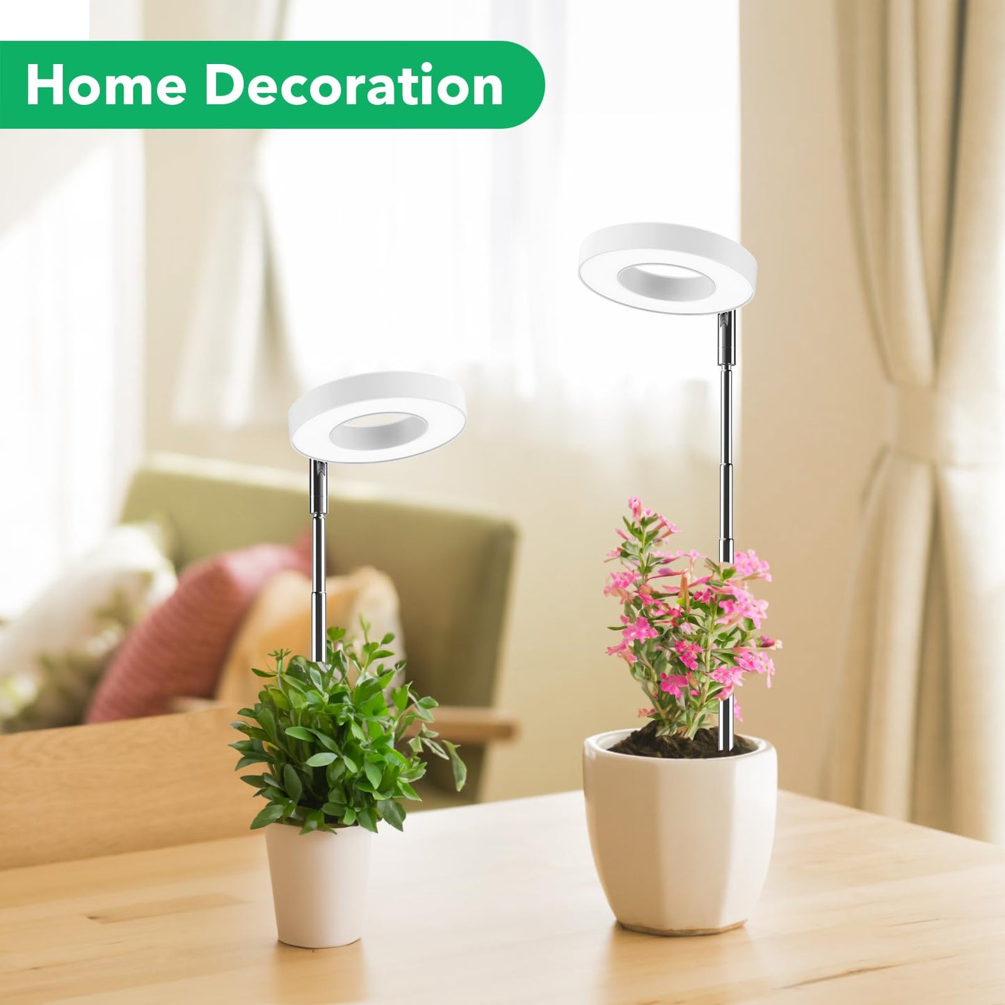Plants Grow Lights, Full Spectrum LED Plant Lights for Indoor, Height Adjustable Growing Lamps, 3 Optional Spectrums, Auto Timer 3/9/12Hrs, 5 Dimmable Brightness, 2 Pack