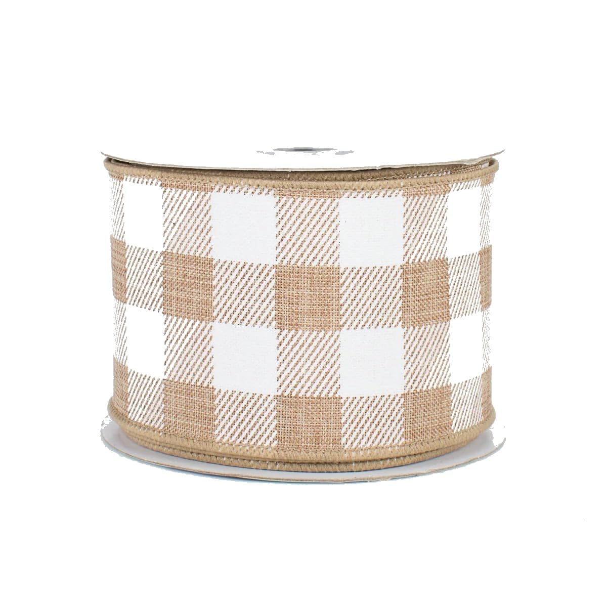 Tan Plaid Wired Edge Ribbon - 2 1/2" x 10 Yards, Mother's Day, Father's Day, Wreath, Rustic Farmhouse, Country Style, Wedding Decoration, Birthday, Anniversary, Gift Bows, DIY, Crafts, Fall, Christmas