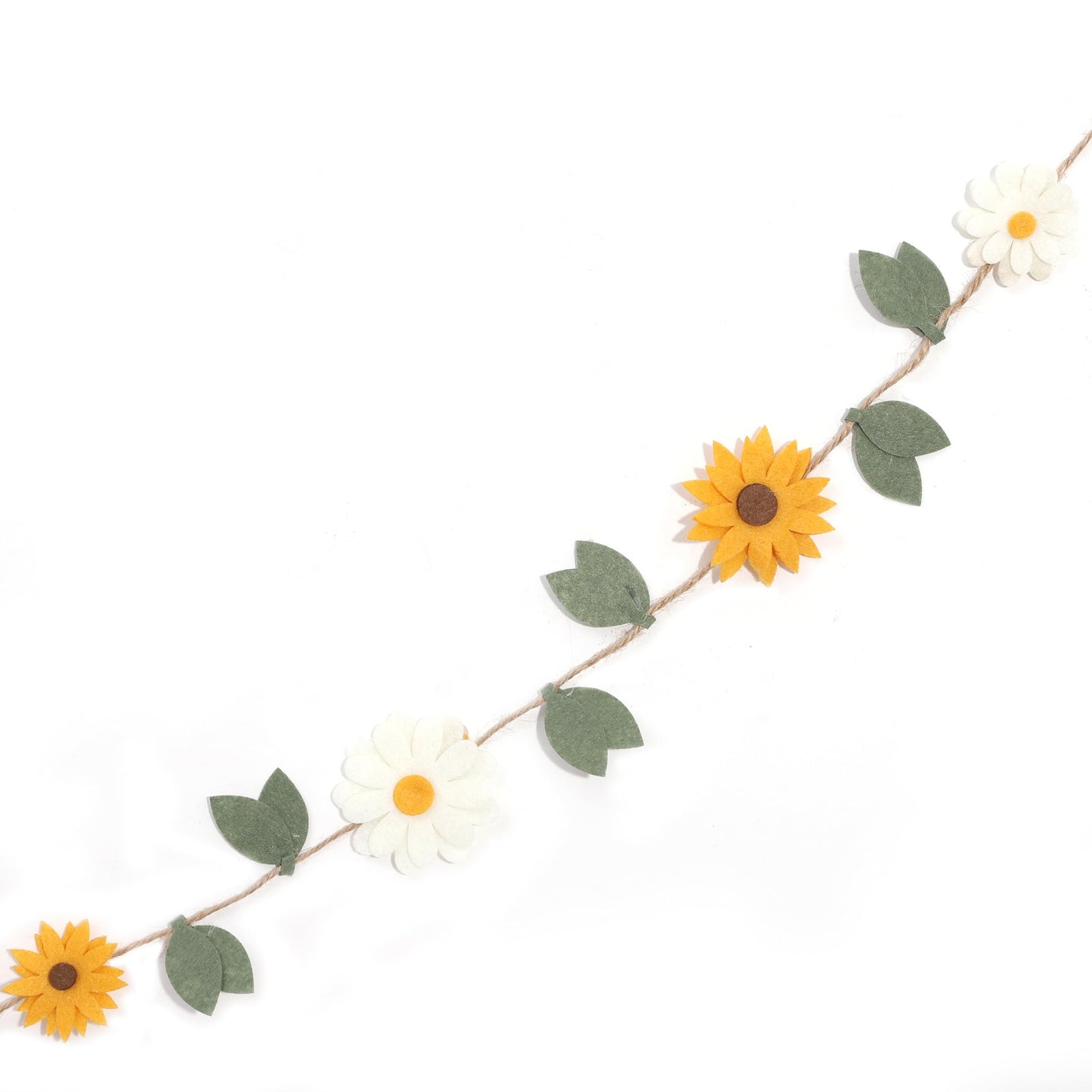 Felt Daisy Sunflower Garland - Flower Party Wall Hanging Decorations,Bohemian Daisy Sunflower Felt Banner,Floral Leaf Chain Garland Photo Props,Garden Birthday Wedding Banner Decorations