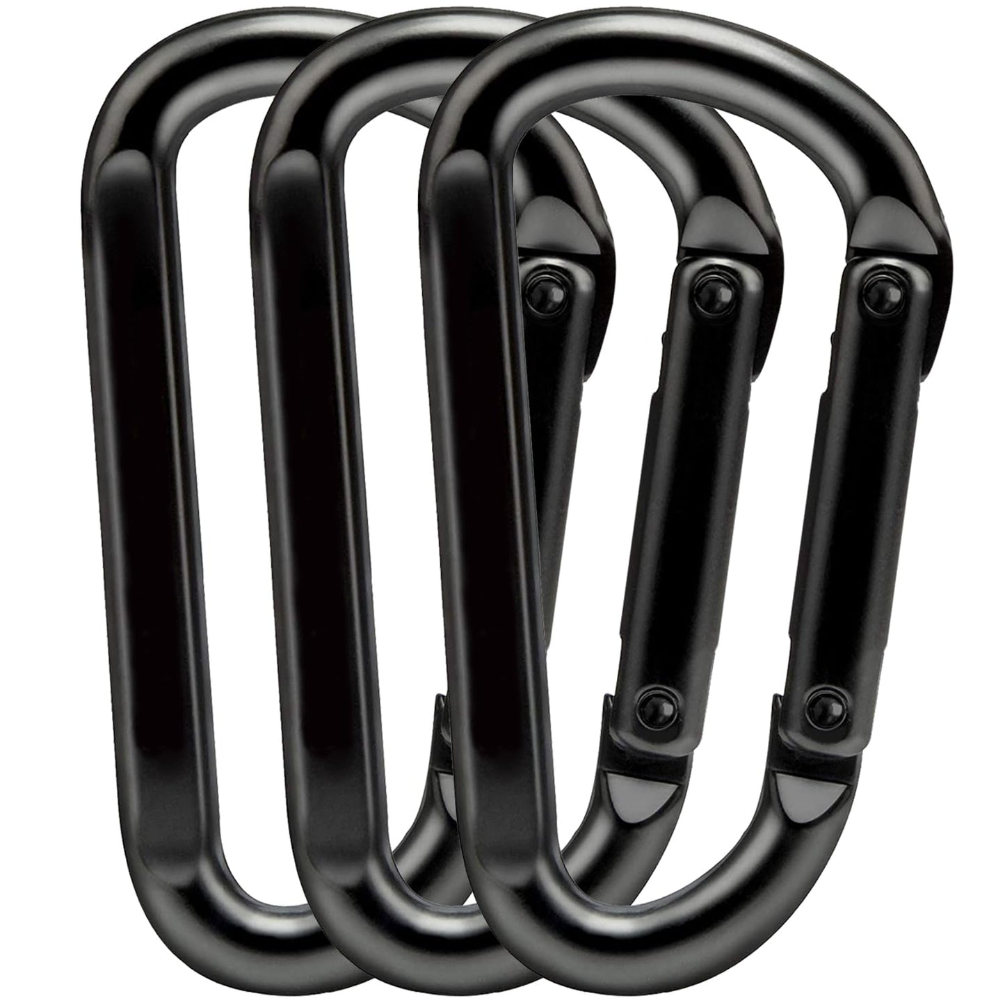 EZYA Carabiner Clip, 860lbs, 3" Heavy Duty Carabiner, D Ring Hooks - Keychains, Camping, Hiking Accessories, Caribiniers for Dog Leash, Hammocks, Yoga Swing, Gym etc, Black