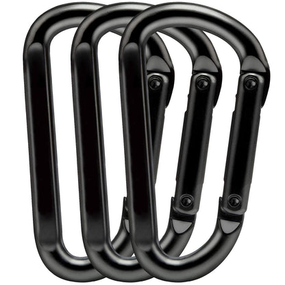 EZYA Carabiner Clip, 860lbs, 3" Heavy Duty Carabiner, D Ring Hooks - Keychains, Camping, Hiking Accessories, Caribiniers for Dog Leash, Hammocks, Yoga Swing, Gym etc, Black