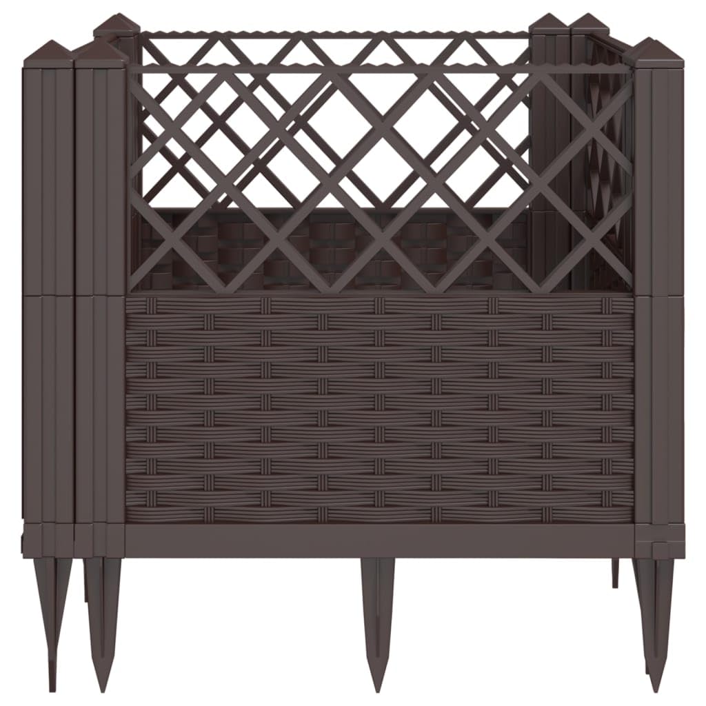 Teenpull Garden Planter Box for Plants, Raised Elevated Planter Boxes with Pegs, Large Outdoor Gardening Pots, Square Brown