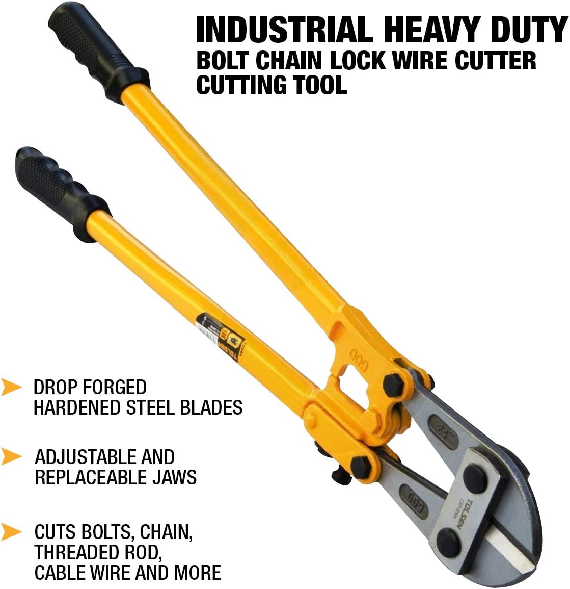 TOLSEN Bolt Cutters Heavy Duty, Bolt Cutter for Padlocks, Lock Cutter Heavy Duty Chain, Rods, Rivets, Locks and Wire Cutter - Ergonomic Non-Slip Handle Bolt Cutter (42")