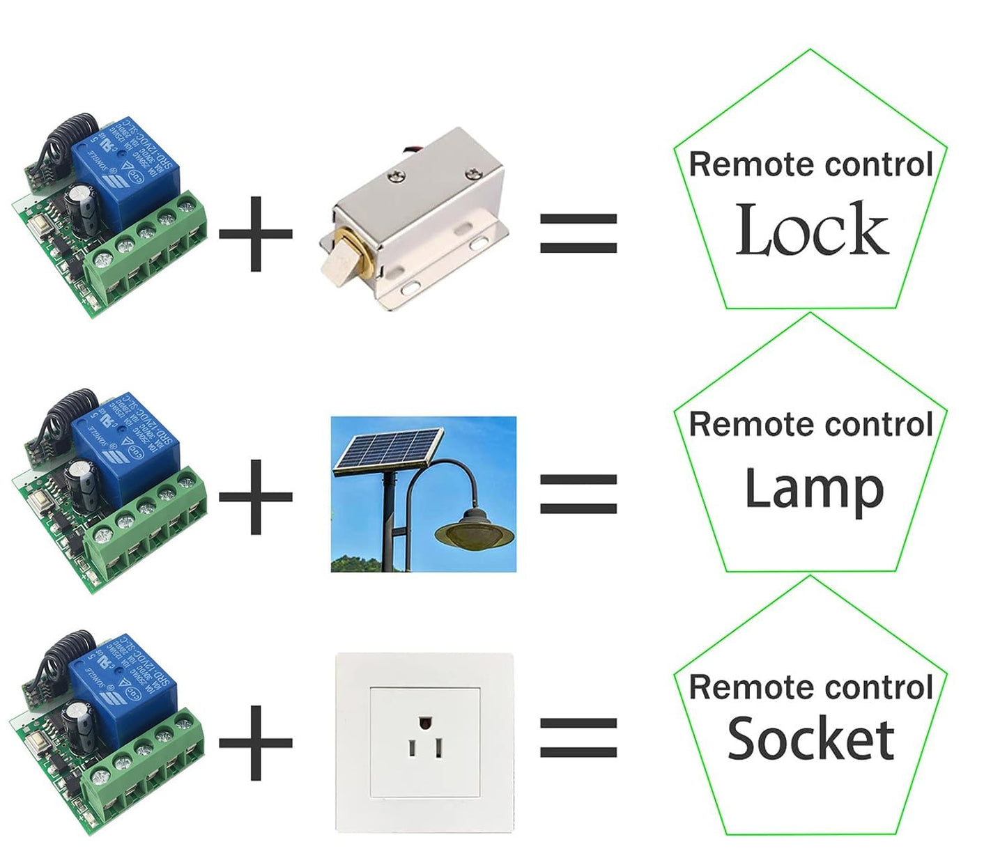QIACHIP 433Mhz Universal Wireless Remote Control Switch DC 12V 1CH Relay Receiver Module RF Transmitter Momentary Toggle Latch for Gate Door Open,LED,Pump,Car(Transmitters 2 Button+ 1 Receiver 1CH)