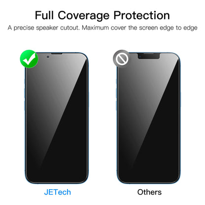 JETech Privacy Full Coverage Screen Protector for iPhone 16e 2025, iPhone 13/13 Pro 6.1-Inch, Anti-Spy Tempered Glass Film, Edge to Edge Protection Case-Friendly, 2-Pack