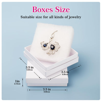 Foraineleyo Cardboard Jewelry White Gift Boxes 20 Pack3.5×3.5×1 inches, Small Cardboard Jewelry Boxes with Cotton Filled and Lids,its apply to displaying necklaces, rings, bracelets, earrings