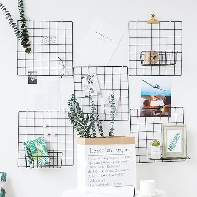 3 Pack Wire Baskets, Wall Grid Panel Hanging Wire Basket, Wall Storage and